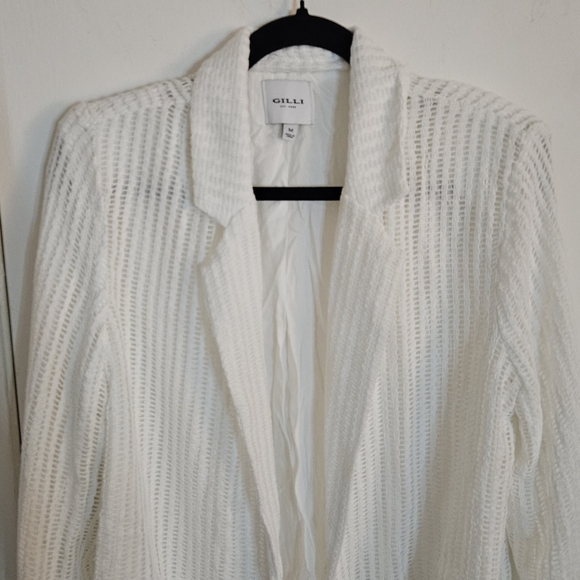 Gilli Crotchet Knit White Lined Blazer w/Shoulder Pads size Medium - Picture 5 of 9